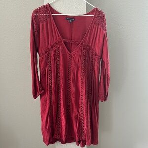 American Eagle Women's Red Lace Detail dress